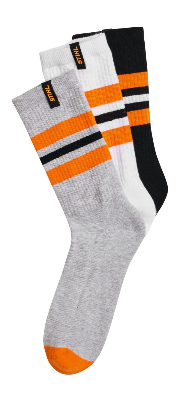 Set van 3 paar sokken, STRIPES, zwart, wit, grijs, maat 39-42